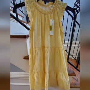 Cooper key Girls yellow white gingham dress NWT